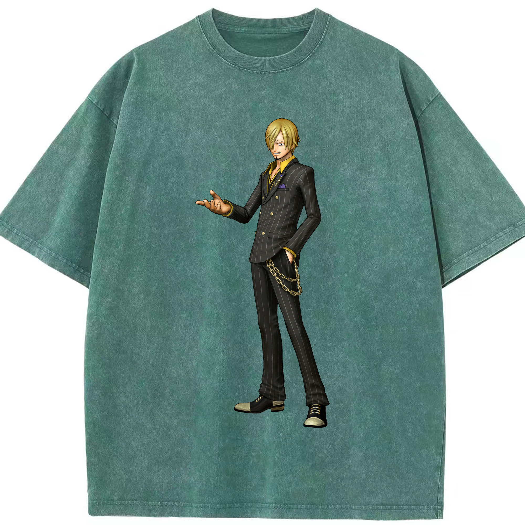 ワンピース サンジ ONE PIECE Sanji 綿100% ヴィンテージ風 半袖Tシャツ（フロントプリント）